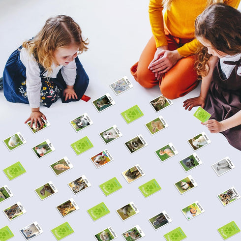 100 gisgfim PCS Memory Matching Game Animal Babies Concentration Memory Card Educational Game for Kids Adults A Fun