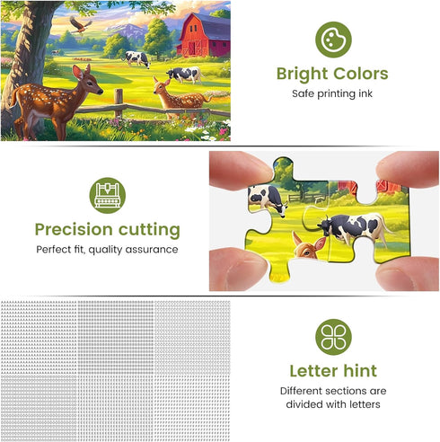 300 Pieces Jigsaw Puzzle for Adults - Deer Cow Farm Puzzle Gift for Family Activity Games