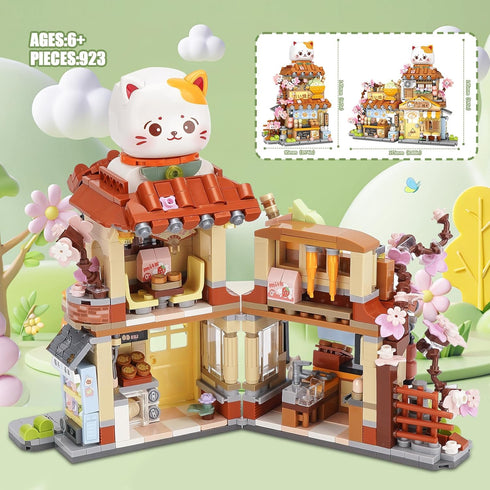 6-12, Set, (923 Japanese Street View Taiyaki Shop Mini Building Blocks for Girls MOC Creative Building Toys Cute Panda