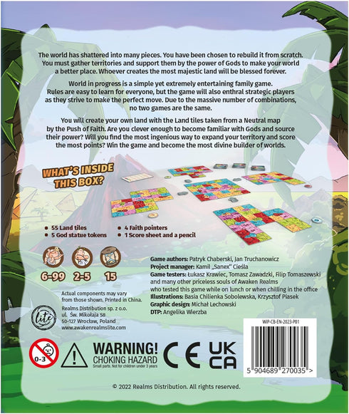 World in Progress Board Game - Family Strategy Game with Easy-to-Learn Rules, Create & Expand Your Own Land, Infinite Replayability, Ages 6+, 2-5 Players, 15 Min Playtime, Awaken Realms