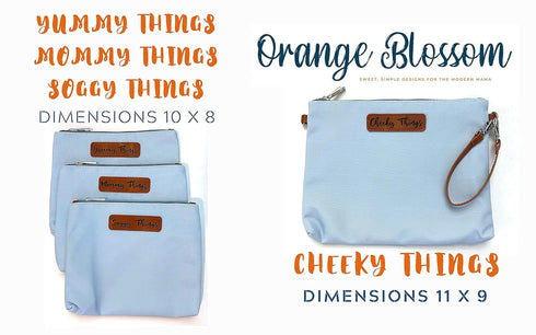Orange Blossom Diaper Bags Set 4 Stylish Diaper Bag Organizing Pouches - XL of Light Blue Canvas Diaper Bag Pouches