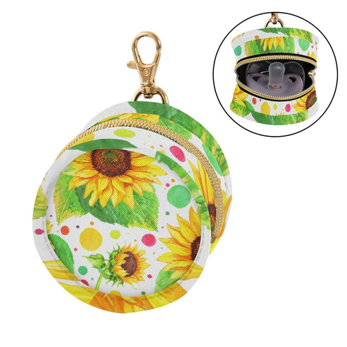 PYBUG Sunflower Round Pacifier Storage Case, Polyester & TPU Lined with Hook Buckle, Pacifier Container Box for Baby