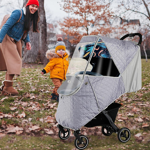 Baby Stroller Cold Weather Shield, Universal Windproof Rain Cover for Travel Strollers