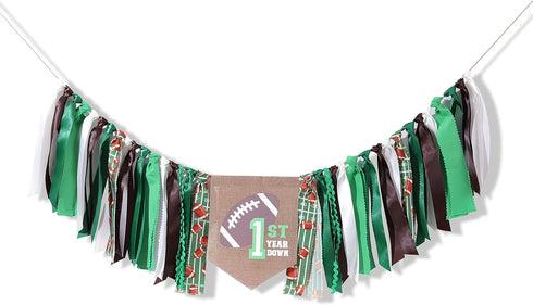 UOAOU 1st 1st/First Football High Chair Banner - Football Birthday Party Decorations,First Year Down Themed First