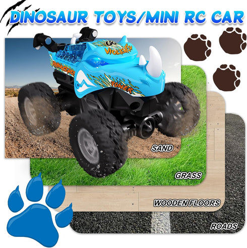 1:64 2.4GHz 4-7, 360 6-8 Gohero Monster Trucks Toys, Mini Remote Control Car for Boys Spin & Walk Upright Little Blue