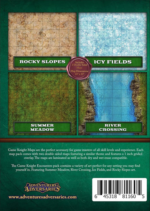 Game Knights Game Knight Encounters Map Mat, Double-Sided Gloss Laminated Dry Erase Battle Map for Roleplaying