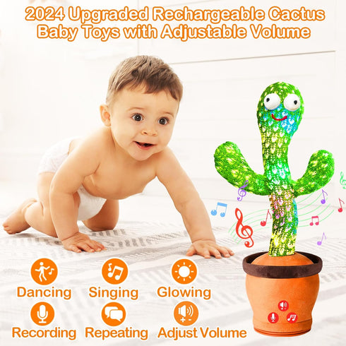 18 51 1 Rechargeable Dancing Talking Cactus Toy Mimics back, Singing Cactus Baby Toy, Educational Baby Toys months+ w/