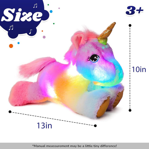 Girls,13" Cuteoy Glowing LED Unicorn Light-up Nightlight Toys Musical Plush Stuffed Animal Singing Lullabies Birthday