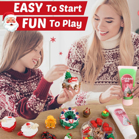 Set, 6+, Christmas Mini Food Craft Kits, Making Miniature Food and Mini Dessert Cup Craft DIY Replica Food Fun for Kids