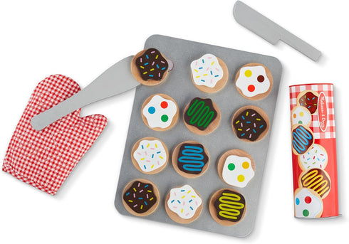 Melissa & Doug Slice and Bake Wooden Cookie Play Food Set, Pretend Cookies and Baking Sheet for Kids