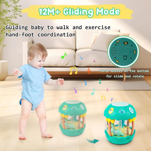 6-12 0-6 12-18 Tummy M SANMERSEN Baby Boy Toys Months, Dinosaur Rotating Light Up Musical Baby Toys for Months Newborn