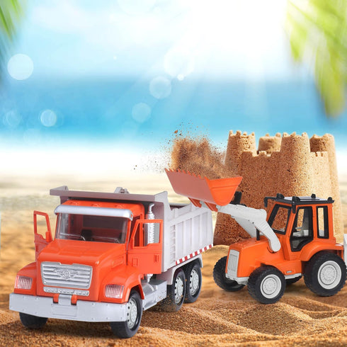 7-Inch 3+ Driven by Battat Backhoe Loader Toy with Lights & Sounds, Movable Parts, Construction Vehicle for Boys