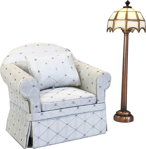 Settings Charming LED Dollhouse Floor Lamp with Cream Shade - Perfect for Miniature