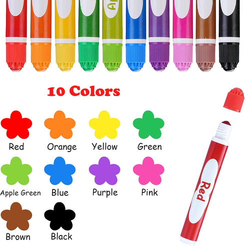 10 Set, WOSWEL Dot Markers, Colors Washable Dot Paint Markers for Toddlers Kids Preschool, Bingo Daubers Supplies