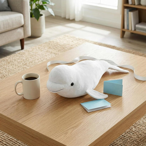 ZHONGXIN MADE 16Inches Simulation White Beluga Whale Plush Toy - Long Lifelike Delphinapterus leucas Doll Whale Stuffed