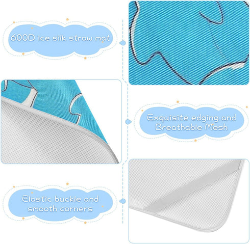 SyXIOP 28" 52" Cute Cartoon Dolphin Cooling Baby Crib Mattress x Ultra Soft Training Pads for Kids, Adult