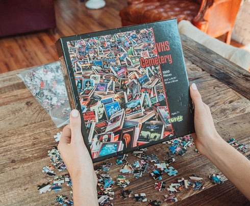 Horror VHS Cemetery 1000-Piece Jigsaw Puzzle - Brain Teaser for Kids and Adults | 28 x 20 Inches