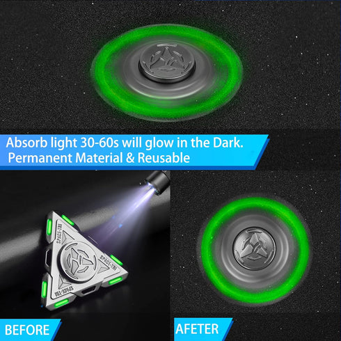 Spaceship Fidget Spinner - Glow In The Dark Spinning Toy, Metal Sensory Gadget, Best Gift for Kids & Adults