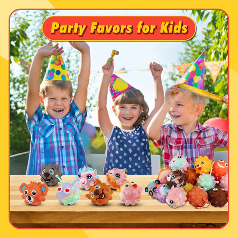 24 PACK 3D KissFree Animal Pop Balls Party Favors for Kids, Pop Fidget Balls Toys Bulk, Gifts for Boys & Girls, Goodie