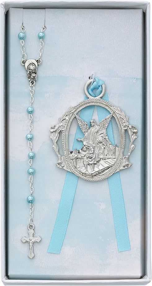 KeegansCatholicTreasures Blue Rosary & Crib Medal