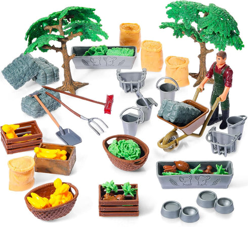 54 Pcs Play Farm Feed Food Accessories Toy Set Mini Educational Playset