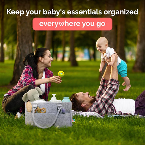 Felt Diaper Caddy - Extra Large Storage for Baby and Toddler Items - Diaper caddy basket - Portable Organizer Easily