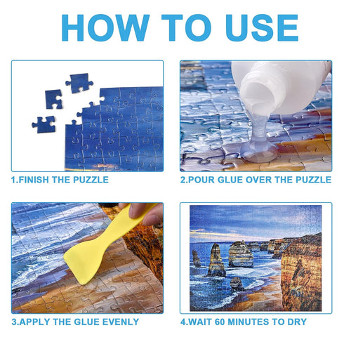 YAKAMOZ 10000 (400ML) Clear Jigsaw Puzzle Glue with Precision Applicator Non-Toxic, Quick Dry & Water-Soluble