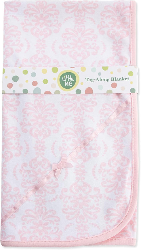 Little Me Unisex Baby Swaddling Receiving Blankets - Damask Scroll, 30 x 27 Inches