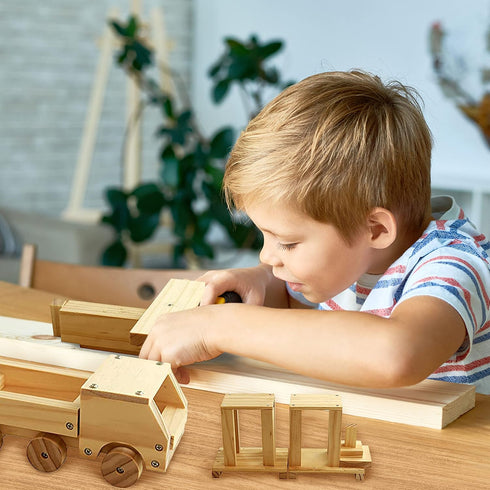 Kraftic Woodworking Building Kit - 6 Educational Arts and Crafts DIY Carpentry Construction Projects for Kids
