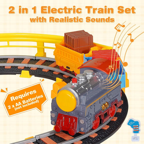 Set 5-8, 2 1 100+ 3 4 5 6 7 8+ Electric Train for Kids Ages in DIY Tracks Toy Dual-Layer Tracks with Light-Up Bridge