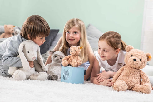 Steiff Jimmy Teddy Bear, Premium Stuffed Animal, Soft Cuddly Toy for Kids (Light Brown, 16")