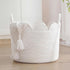 LemonRoad White Round Basket Large Blanket Basket 15.8"L x 15.8"W X13.8"H Scalloped Woven