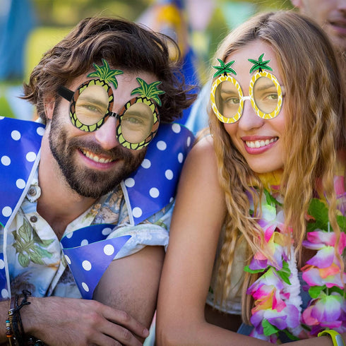 Weewooday 3 Pairs Tropical Pineapple Sunglasses, Novelty Fruit Shape Glasses for Hawaiian Luau Party