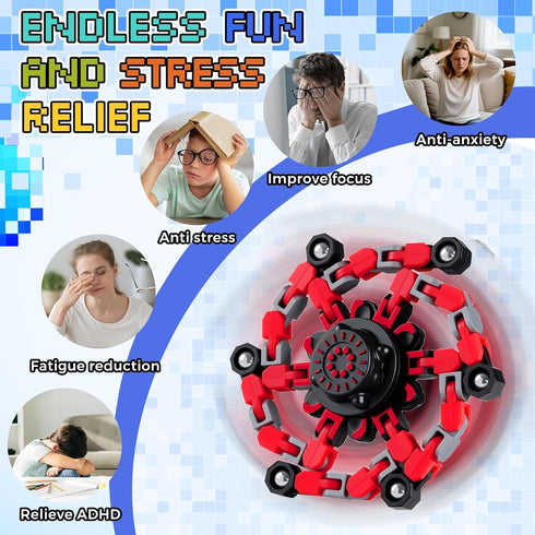 12PCS Transformable Fidget Spinners for Kids Adults,Deformable Chain DIY Robot Spinner Sensory for Boys Girls,Fidget