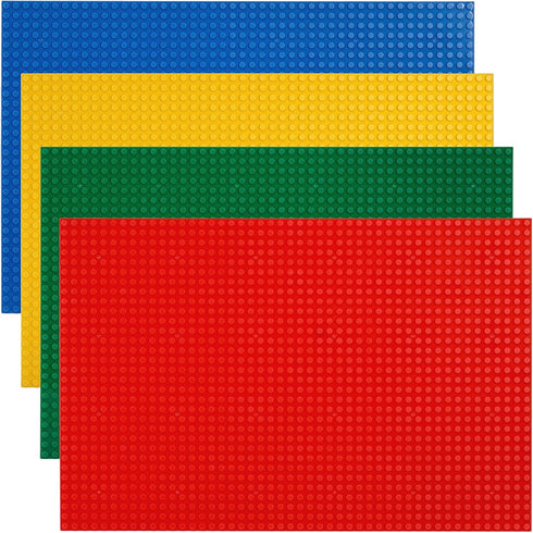 ZENFUN 4 Pack Baseplates Building Plates, 10'' x 15'' Classic Compatible with Major Brick Brands in Green Blue