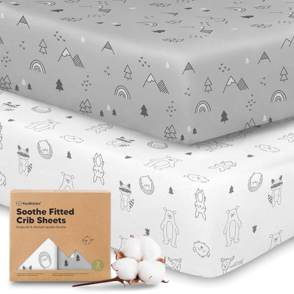 KeaBabies 2-Pack Organic Crib Sheets for Boys, Girls - 52x28 Fitted Crib