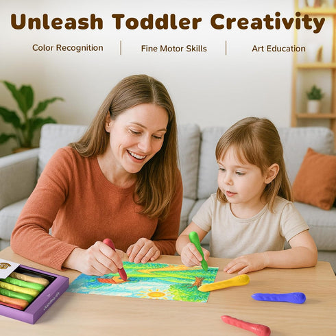 24 4-8 1-3, JUPITEARTH Colors Crayons for Kids Ages with Coloring Book & Bonus Stickers, Non-Toxic & Washable Triangle