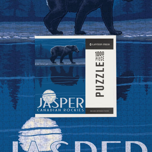 Lantern Press 1000 Piece Jigsaw Puzzle, Bear in Moonlight, Jasper Canadian Rockies