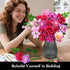Set 21 832PCS CUBIMANA Flowers Bouquet Building with LED - Rose Red Botanical Collection Kit for Adults Women
