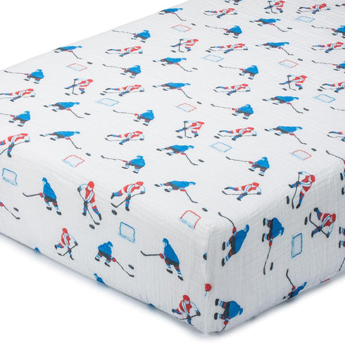 LollyBanks Muslin Crib Sheet for Boys 1 Pack, 100% Cotton Soft and