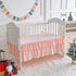 Set 3pc Set Pink Crib Bedding Tufted Dots Jacquard Baby Girls Comforter with Fitted Sheet and Bed Skirt - Cute