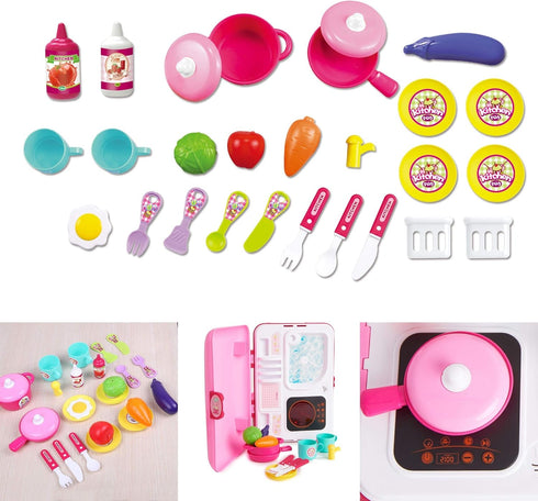 Toy Chef 2-in-1 Set Playset Travel Suitcase Kitchen for Children | Kids' Cooking Includes Toy Pots, Pans, Dishes