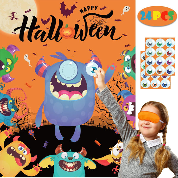Halloween Party Games Pin Eye on The Monster Game, Reusable Halloween Party Favor Supplies for Kids