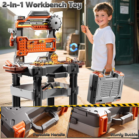 2 1 Set 3-5, 145 Toolbox 3 4 5 6 in Workbench Tools Toys with Sound for Toddlers Aged PCS Educational Construction