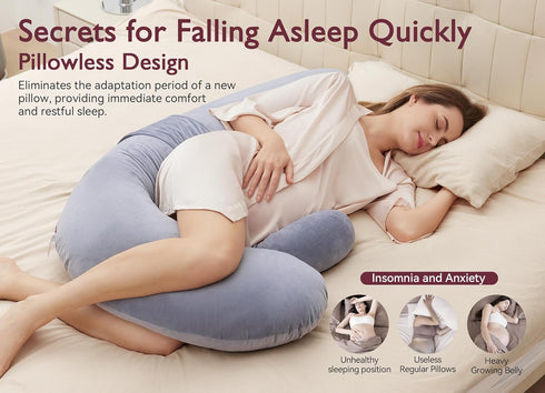 Momcozy Pregnancy Pillow, Original F Shaped Maternity Pillow for Pregnant Women with Adjustable Wedge Pillow, Full Body