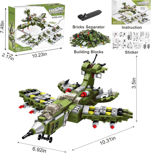 STEM Building Block Toys, 576PCS Military Engineering Bricks Toy, 25-in-1 Army Destroyer Tank Playset for Kids
