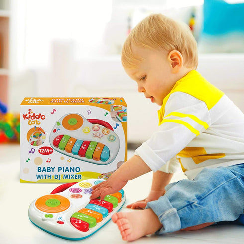 Musical Piano Toy for Toddlers 1-3 Years Old, with Keyboard Note, DJ Mixer, Light-Up Buttons - Educational Fun for Boys