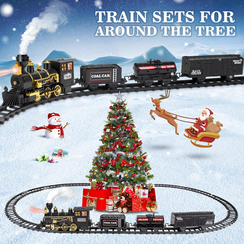 Set, Set Sets 3 4 5 6 7 8 BainGesk Train Christmas Train with Steam, Lights and Sounds, Train for Around The Christmas