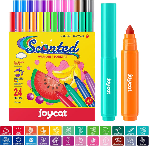 JoyCat 24 Colors Scented Washable Markers for Kids, Fruit & Dessert Smelly