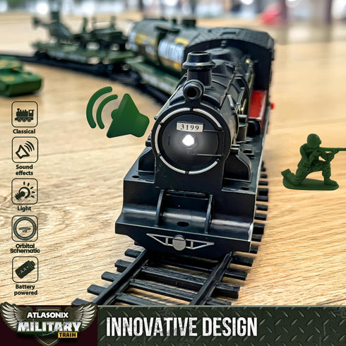 Set 4-8 2-4 USA Electric Express Train for Kids Ages - Military Toy Polar Train Model with Helicopter, Tank, Soldiers
